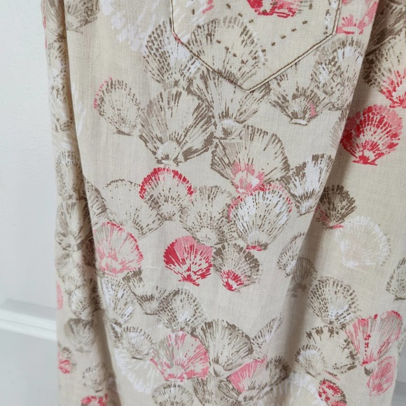 Tommy Bahama Women's Sleeveless Linen Tan Dress with Fan Shell Pattern Size XS - Picture 3 of 7